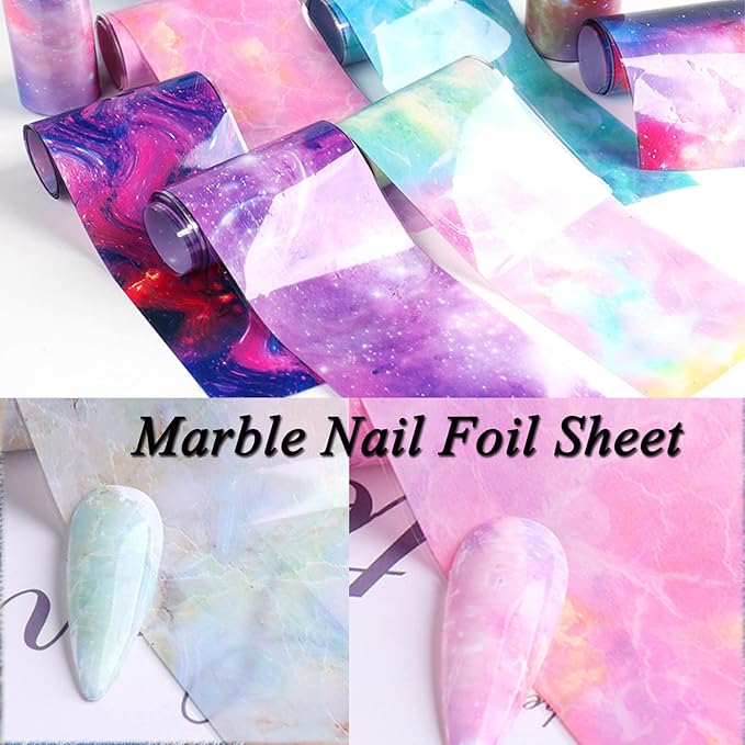 LoveOurHome 30 Sheet Nail Art Foil Transfer Stickers Decals Designer Flower Starry Sky Holographic Nail Foils Fingernail Tattoos Manicure Decor for Acrylic Nails DIY (Flower)