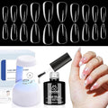 Beetles Gel Nail Kit Clear, Almond Medium, 500pcs 10 Sizes, with 9 in 1 Glue Mini Nail Lamp, Fall Nails, Full Cover Easy Nail Extension Set for Home DIY Salon Gift for Girls