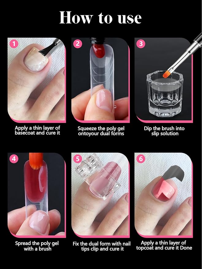 240 Pcs Poly Gel Toe Nail Form Kit - EBANKU Reusable Dual Toe Molds for Acrylic Extensions and Pedicure | Full Cover Nail Tips with Dual-Ended Gel Brush and Nail File | At-Home or Professional Use