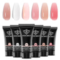 modelones Poly Nail Gel Set, 6 Colors Jelly Nude Pink Poly Extension Gel Transparent Nail Enhancement Set Sheer Builder DIY Manicure Design Spring Summer Home Salon