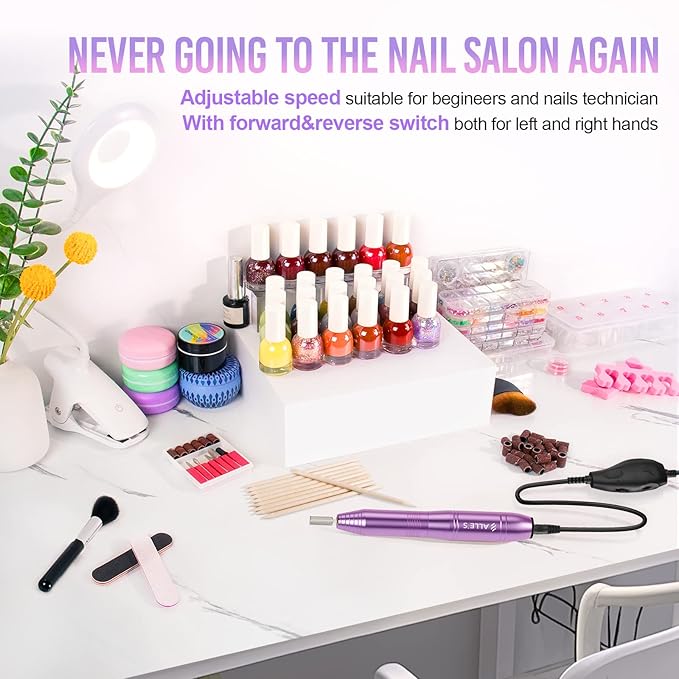 20000RPM Electric Nail Drill Compact Portable Efile Professional Manicure Pedicure Nail File Drill Kit for Acrylic, Gel Nails and Home Salon Use