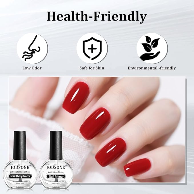 JODSONE 2Pcs 10ml Nail Dehydrate and Nail Primer Kit for U V Gel Nails Polish Professional Salons Set Superior Bonding DIY Art Design Long Lasting Gift