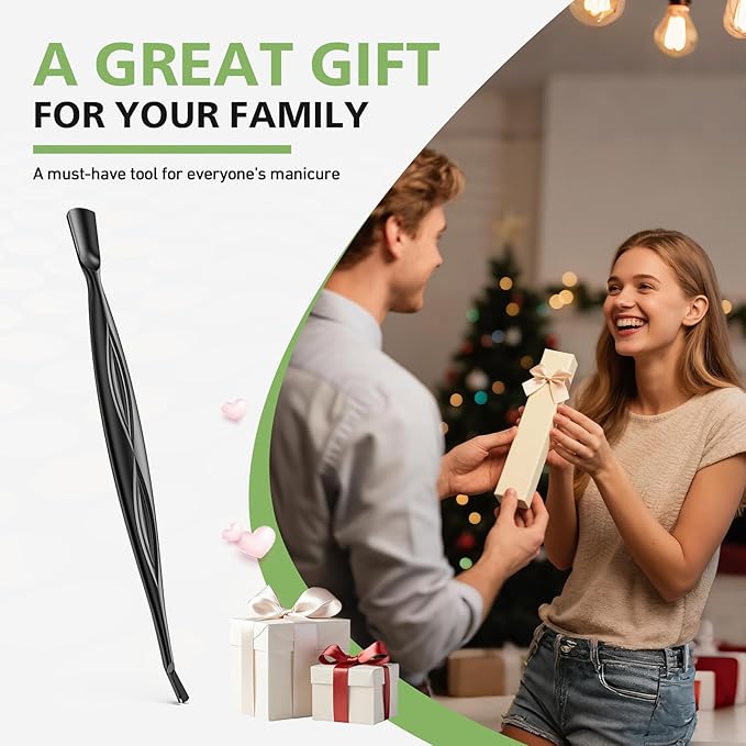 BALUCA 2-in-1 Cuticle Pusher & Trimmer with Fork – Professional Stainless Steel Nail Cuticle Remover Tool for Pain-Free Manicure & Pedicure – Durable Metal Cuticle Nippers and Scraper, Black