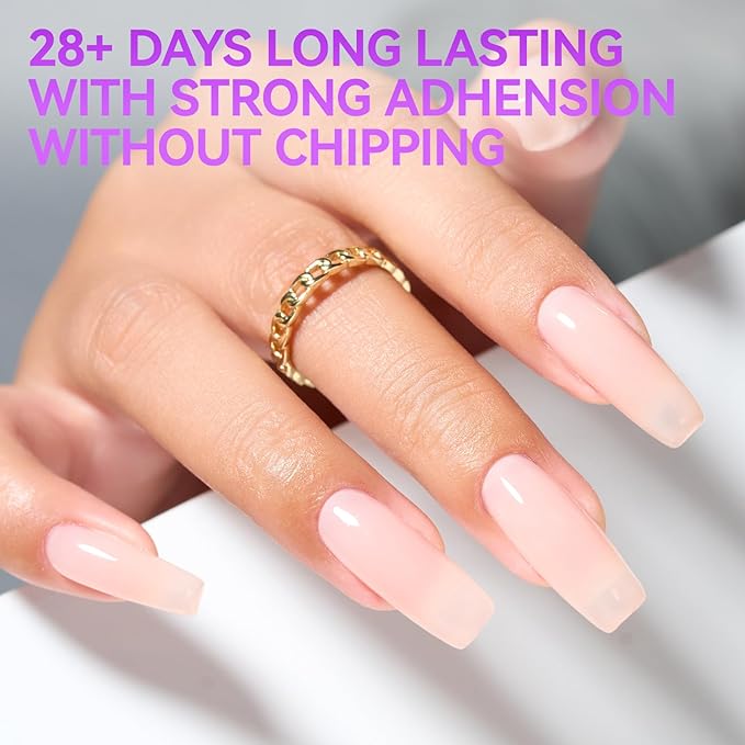 gelike ec Gel Nail Polish Pink Color Long Lasting for Women False Nail Tips 16ml Nude- High Gloss for Professional Salon Workers Wedding Events with Smooth Brush