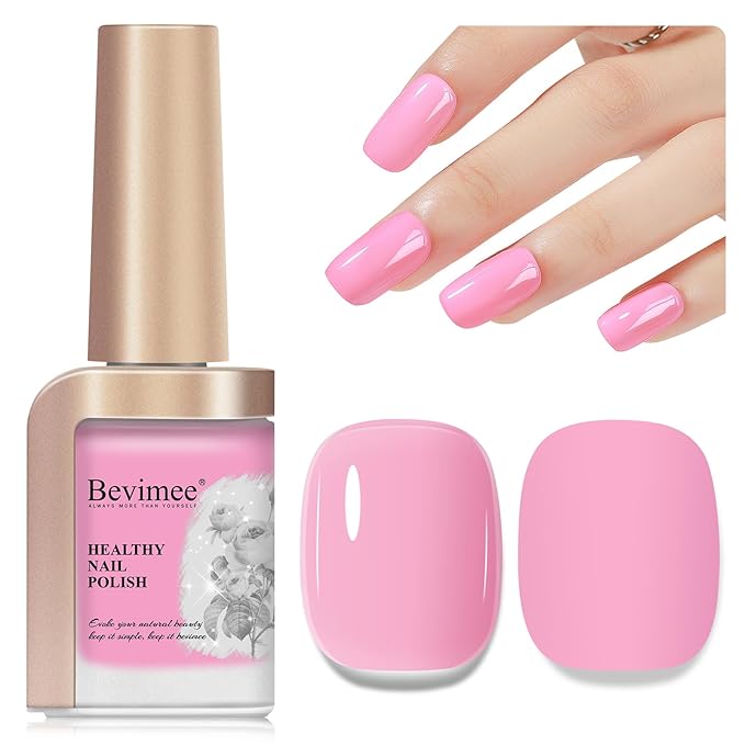 Nail Polish Light Pink Quick Dry Nail Lacquer Sheer Color, Regular Barbie Pink Fast Dry Fingernail Polish Bulk Non Gel Long-Lasting DIY Salon Valentine's Day Gift for Women