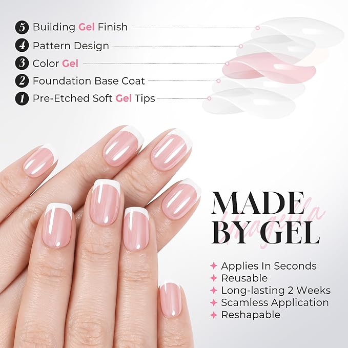 UNA GELLA 32Pcs Soft Gel Press on Nails - 16 Sizes Silver Mirror French Tip Short Square Glue on Nails, Reusable Metallic Chrome False Nails, Full Cover Acrylic Nail Kit for Women DIY Home Manicure
