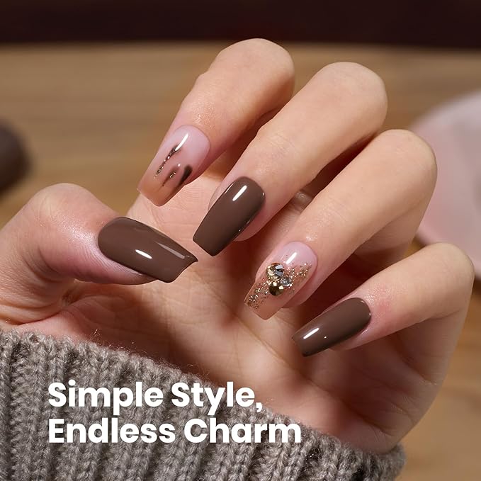 Beetles Dark Brown Gel Polish Winter, 1 PC 8ML Hame Free Mocha Coffee Brown Color Polish Nail Gel Colorful Bottle Coffee o'Clock Soak Off UV Nail Art Manicure Gift for Women
