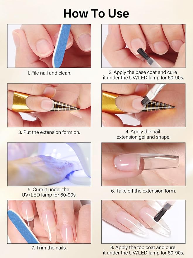 EABNKU 100g/3.5oz Nail Extension Gel Clear Builder Extend Nail Enhancement UV Gel for Beginner & Professional Nail Building DIY Salon Home