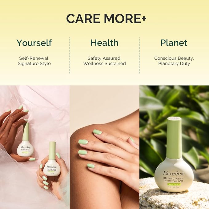 MelodySusie Plant Based Gel Nail Polish Set,Top Toat and Base Coat,Classic Basic Colors Hema Free,Soak Off UV LED Gel Polish Nail Art Manicure Salon DIY at Home 8Pcs