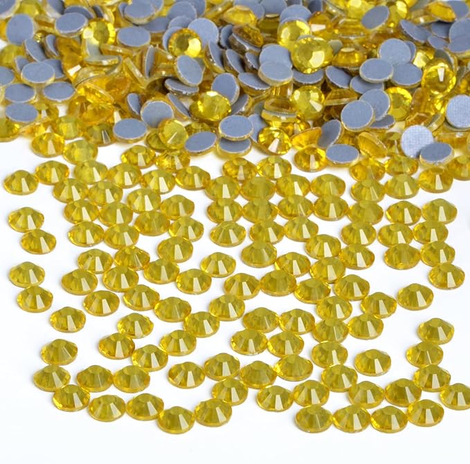 Bymitel Hotfix Crystal Rhinestones Round Gems Iron on DIY Jewelry Making Flat Back for Crafts,Citrine, 3.8mm(SS16/2880pcs)