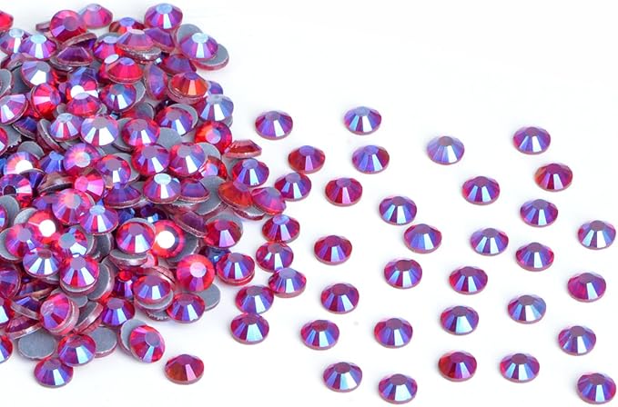 2880 Pieces SS6 Siam AB Hotfix Rhinestones Flatback Round Crystal Glass Rhinestones Gems for Crafts Nail Face Art Clothes Shoes Bags DIY
