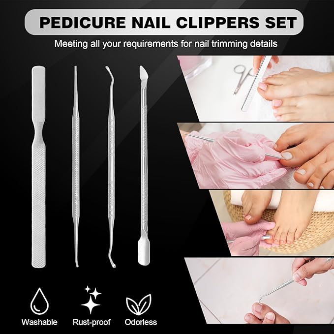 Toenail Clippers for Seniors Thick Toenails, Heavy Duty Toe Nail Clippers Adult Thick Nails Long Handle, 360° Rotating Nail Clipper, Large Toenail Clippers for Thick Nails 7Pcs