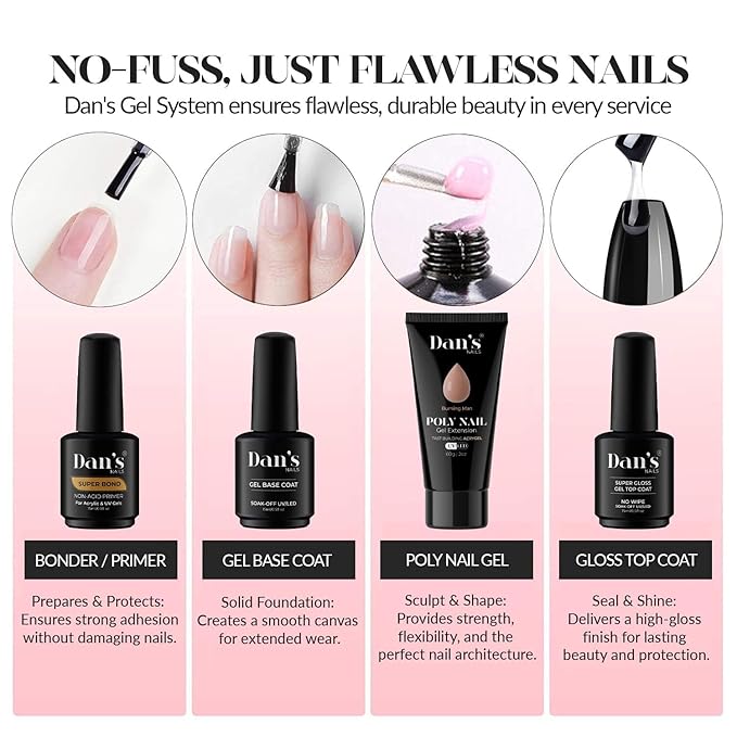 Dan's Nails Poly Gel, 60ML Milky White Builder Nail Extension Strengthener for All Season Gel Color Long-Lasting 3 Molding Nail Supplies for DIY Salon