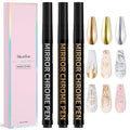 MelodySusie Nail Art Pens Set, 3PCS 0.7MM Chrome Metallic Colors Nail Polish Pens for Nail Art, Nail Dotting Tool, Drawing Pen for Nail Design, Manicure Nail Pens for Salon and Home DIY