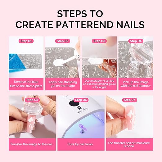 MelodySusie 2PCS Nail Foil Glue Gel and 2PCS Stamping Plates, 15ML Soak Off LED/LUV Foil Transfer Adhesive for Nail Art, Professional Strong Sticky Base for Nail Foils & Stickers