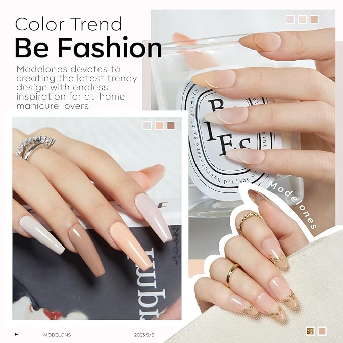 modelones Nude Gel Nail Polish Set 6 Colors, Neutral Skin Tones Beige Taupe Ivory White Grey Light Brown Gel Polish All Seasons, Soak Off Soapnails Manicure Kit Nail Art Design Salon at Home Gift