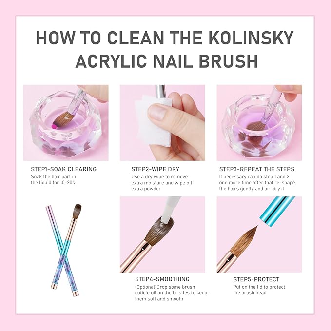 100% Kolinsky Acrylic Nail Brush- Size 10 Professional Nail Brush for Acrylic Application Acrylic Powder Brush for Nail Art DIY Home Salon Nail Manicure (Blue)