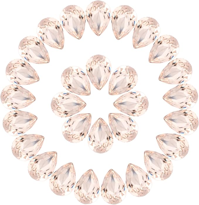 MECCANIXITY 48 Pcs 3D Teardrop Rhinestones Diamond Nail Charm Crystal Pointback K9 Glass Rhinestones Crystal Gems for Jewelry Making, Craft, 8x12mm, Light Yellow