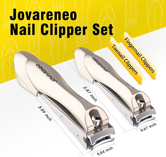 Nail Clipper Set,Premium Stainless Steel Fingernail and Toenail Clipper Cutters with Nail File and Catcher, Sharp Effortless Nail Clippers Tools for Men & Women
