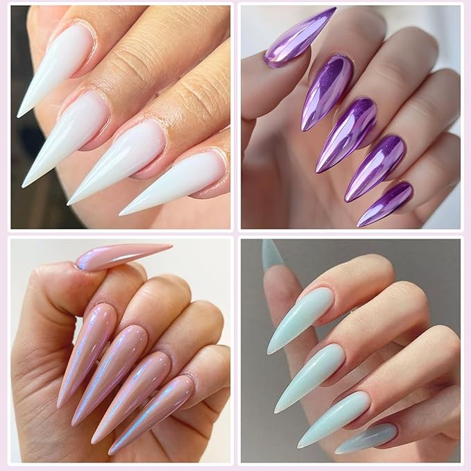 Dual Forms For Polygel,100pcs Stiletto Nail Forms For Builder Gel 10 Sizes Clear Poly Gel Nail Tips Acrylic Extension Nail Mold Set With Brush/Clip/File/Crystal Cup,Manicure Kit For Beginner