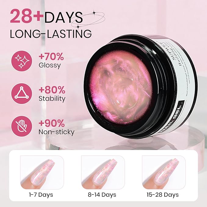 3d Sculpting Gel for Nail Art, Non-Stick Hand Solid Builder Gels Clear White and Pink Aurora 3d Gel Nail Art for Home Manicure, Nail Salon, Nail Charms, Solid, Extension, Carving Hard Gels