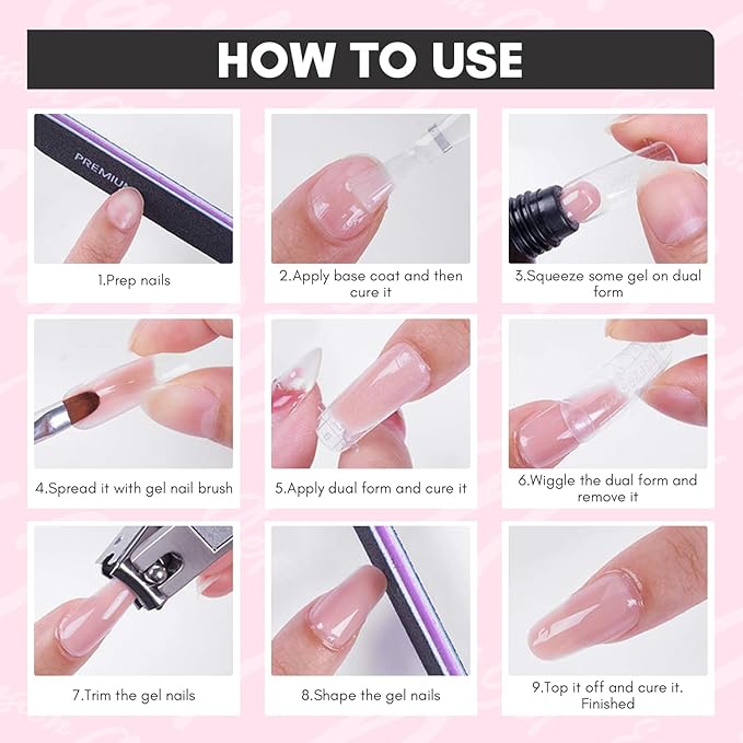 Makartt Poly Nail Gel 50ML Hema-Free Gel Builder for Nails, Pink Brown, Multifunctional Nails Extension Strengthener Hard Gel Long-Lasting Easy to Use DIY Home Salon