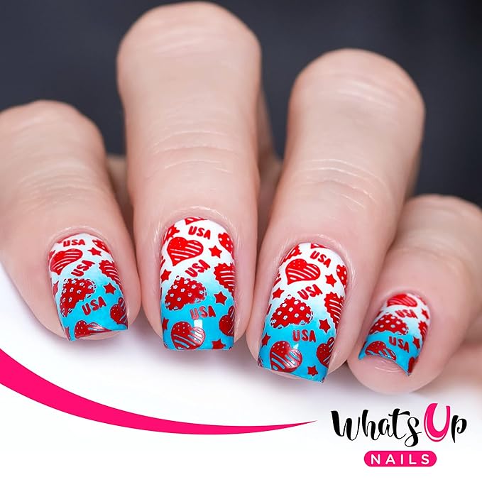 Whats Up Nails - America USA Stamping Plates 2 Pack (B043, B066) for Nail Art Design