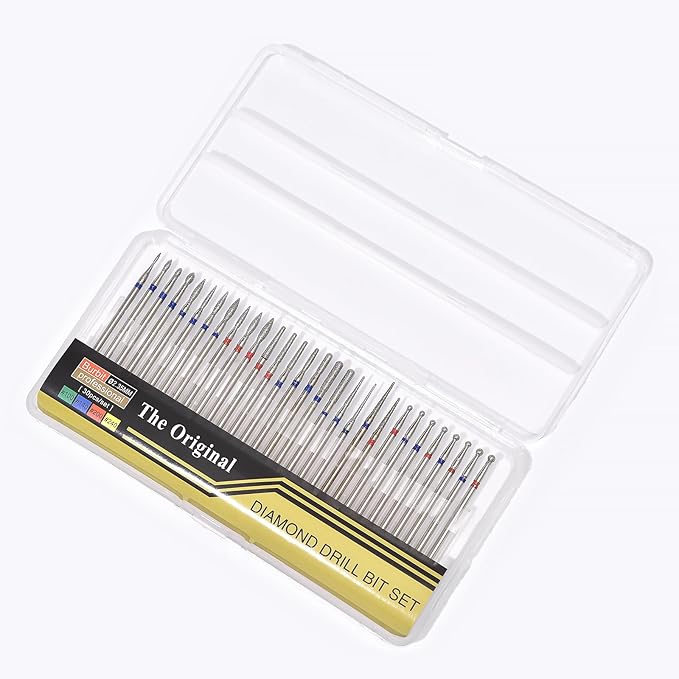 30PCS Diamond Nail Drill Bit Set Diamond Cuticle Nail Bits Kit Manicure Pedicure Remover Tools for Acrylic Gel Nails Cuticle Cleaner Nail Bit Kit