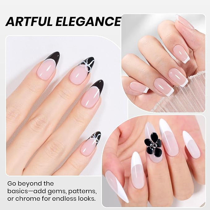 Beetles Black White Gel Polish Set - 2 Pcs 15ml Black And White Colors Polish French Nails Soak Off Led Nails Art Manicure Salon Diy at Home