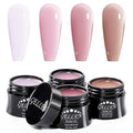 Gellen Builder Gel Kit - Nail Extension Kit 4 Colors Nude Baby Pink Naked Purple Rose Brown Hard Gel Nail Builder 15ml