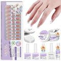 SAVILAND Press On Nails For Women: Gel Nail Kit Soft Gel Long Square Press Ons Nude Fake Nails 16 Sizes Long Lasting with Solid Nail Glue and Remover Bond Primer Builder Gels U V Lamp Tool