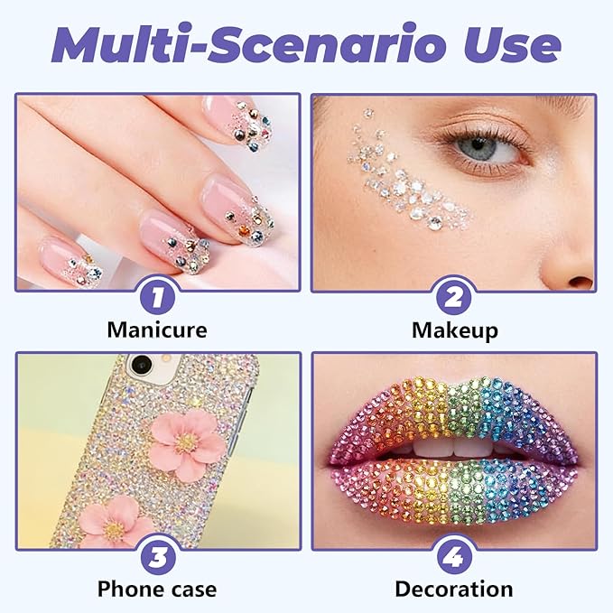 Bedazzling Kit with 40000Pcs 3mm Multicolor Resin Rhinestones & B7000 Glue Complete Bejeweled Kit with Rhinestones for Crafting, Nail Charms, Diamond Art Accessories,Kids, Books and DIY Projects