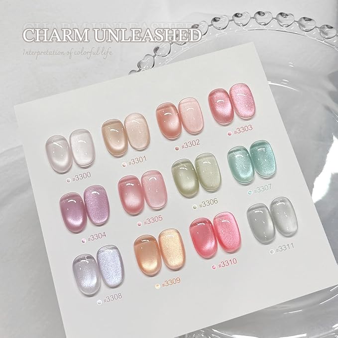 GAOY Gray Glassy Cat Eye Gel Nail Polish, 16ml Glitter Holographic Nail Polish with Magnet, Reflective Translucent UV Gel, 3300 Dove Feather