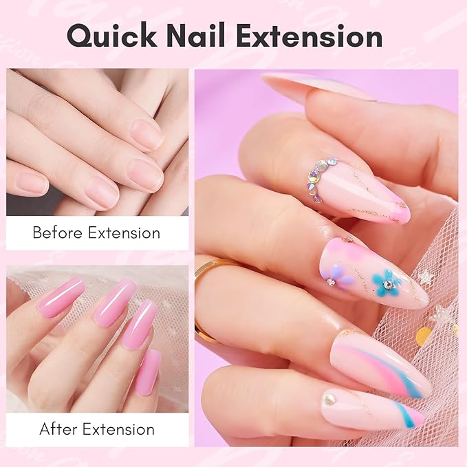 Makartt Hema-Free Poly Nail Gel 50ML Builder Nail Extension Gel Daisy Pink Long-Lasting Easy-Use Gel for DIY Home Salon