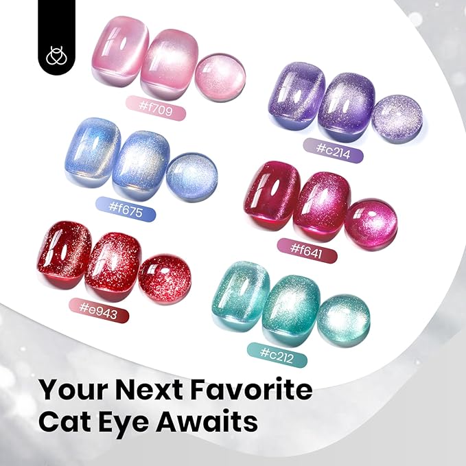 Beetles Silver Cat Eye Gel Polish, 15ML Silver Glass Cat Eye Glitter Gel Polish with Magnet Shimmer Translucent Sheer Color Soak Off UV Lunar Gleam Series French Nail Art Gift for Women