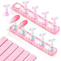 Makartt Nail Holder for Painting Nails: Press on Nails Stand for Art Display Practice, Pink Glitter Magnetic Fake Holders with Reusable Adhesive Putty Nail Art Tool for Home Salon DIY Use