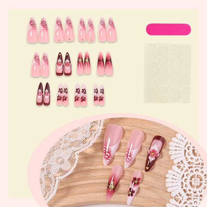 32 Pcs French Tip Short Square Press on Nails, Seenssy Soft Gel Nail Tips for Women, Reusable Stick on Nails in 16 Sizes - Glue on Nails Short Press on Nails