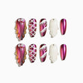 Sun&Beam Nails Handmade Press-on Medium Long Amlond Purple White Winered Aurora Mermaid Design False Nail Tips 10 Pcs (#019 L)