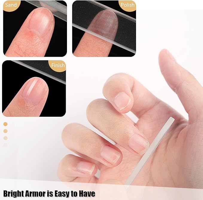 Glass Nail Files for Natural Nails, 3Pack Fingernail File with Case, 1Pack Nano Glass Nail Shiner Polishers Professional Manicure Tools for Home Travel and Salon Use