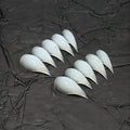 Press on Nails Medium Curved Stiletto Handmade Eagle Claw Unique Reusable Fake Nails Dragon Claw False Nails with Designs Cat Claw Glossy Glue on Nail Thick Acrylic Nail (Translucent White,XS)