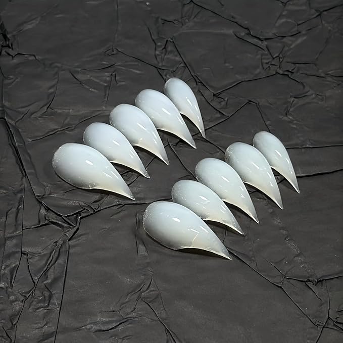 Press on Nails Medium Curved Stiletto Handmade Eagle Claw Unique Reusable Fake Nails Dragon Claw False Nails with Designs Cat Claw Glossy Glue on Nail Thick Acrylic Nail (Translucent White,XS)