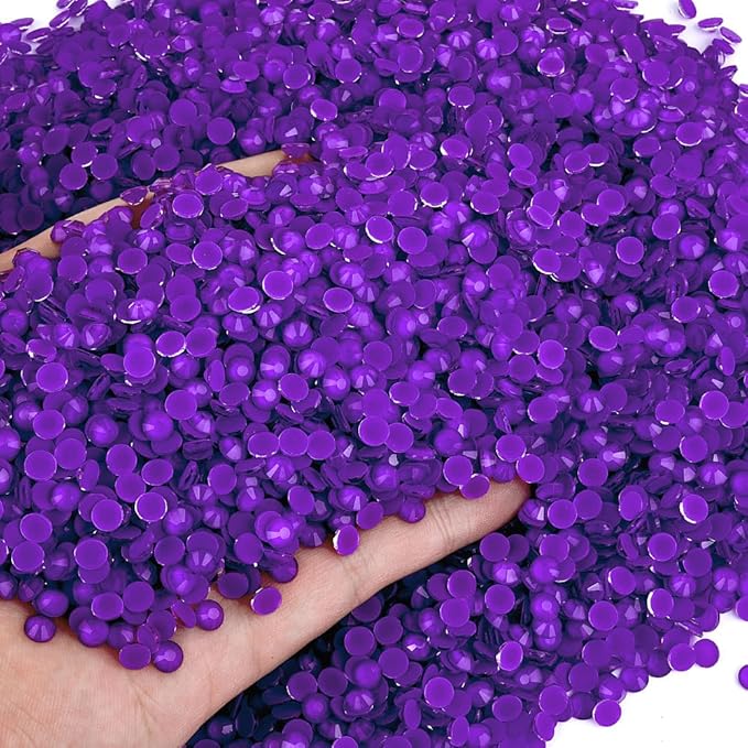 Blinginbox Flatback Rhinestones Round Gems, 1440pcs Luminous Series Glass Stones Neon Gems Non Hotfix Crystal Rhinestones for Nail Charms Crafts Clothes Tumblers,Deep Lilac Neon,SS16.