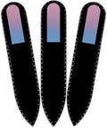 Mont Bleu Rainbow Crystal Nail File in Black Pouch - Small - Purse Size - Czech Tempered Glass - Handmade in Czech Republic - Enjoy a Professional Smooth Finish