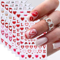 6 Sheets Valentines Nail Stickers for Nail Art Romantic Heart Nail Art Stickers Red Lips Rose Nail Decals 3D Self-Adhesive Envelope Love Hearts Valentine Nail Decorations for Women DIY Holiday Nails
