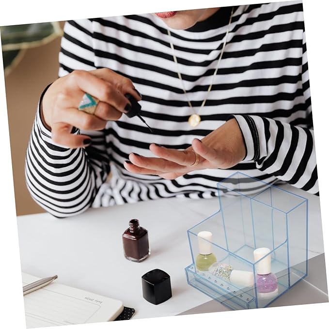 Makeup Brush Holder Nail Drill Bits Nail Drill Grinding Bit Holder Art Polishing Machine Display Storage Box Nail Art Tools Organizer for Nail Salon Blue Makeup Brush Holder Nail Drill Bits