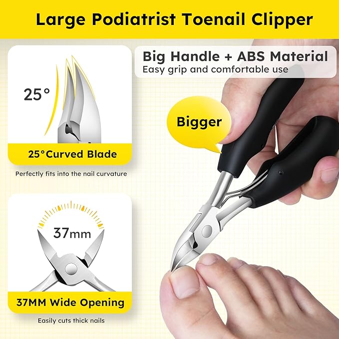Nail Clippers for Seniors, Heavy Duty Ingrown Toenail Clippers with Long Handle，Angled Head Large Toe Nail Clippers and Slanted Nail Cutter for Thick Nail for Men Women Pregnant Elderly 6Pcs