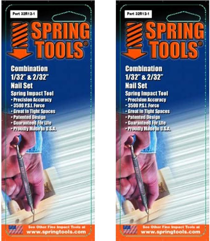 SpringTools 32R12-1 1/32 to 2/32-Inch Combination Nail Set (Two Pack)