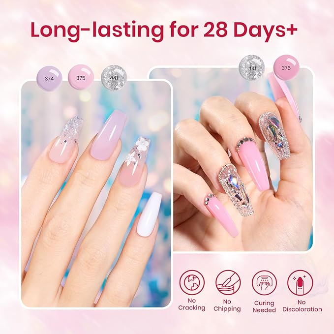 Beetles Poly Extension Gel Nail Kit 6 Colors Poly Nail Gel With Mini Nail Lamp Pink Nude Purple Poly Nail Gel Starter Kit for Beginner Nail Thickening Solutions DIY Home Salon Gift for Women Girls