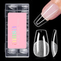 AILLSA Medium Coffin Nail Tips - Full Cover Half Matte Nail Tips 120pcs Pre-filed False Nails Tips, Press on Acrylic Nails for Manicure