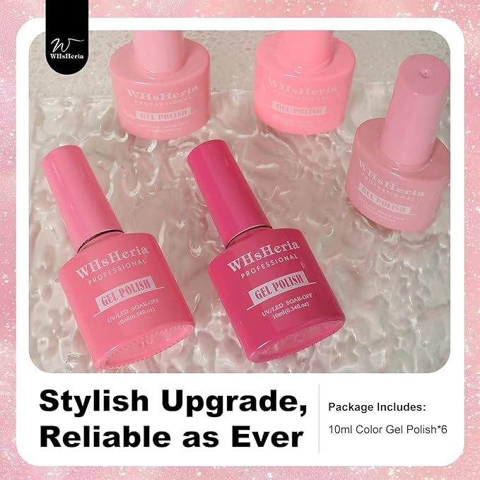 TPO Free Gel Nail Polish Set，6pcs 10ml Rose Light Pink Light Pink Spring Blossom Pink Long-lasting Soak off LED UV Light Suit Give it to Women as a Gift for Daily Life at Home (119-B)